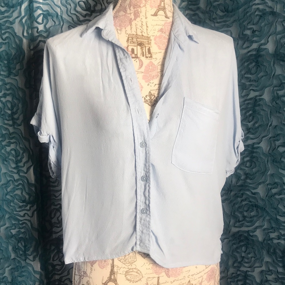 Cropped button down blouse